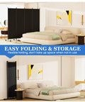 6-Foot Folding Privacy Screen With Lockable Wheels Freestanding 6-Panel Room Divider folded and open in a home bedroom