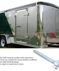Heavy Duty 16 Inch Trailer Door Strap Hinge Set For Side Doors On Enclosed Cargo Trailers And RVs Offset Bent Metal Hinges For Durable Outdoor Use Rust Resistant Trailer Hardware shown with cargo trailer