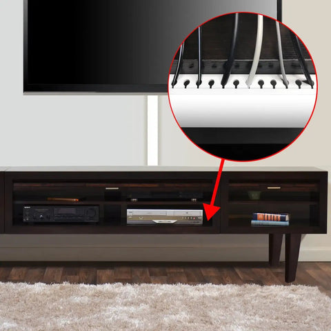 No Sweat Easy Peel And Stick Cable Management Kit open slot raceway duct concealing TV cables with detailed zoom view