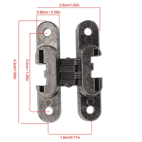 3 Pack Mini Invisible Door Hinges 43mm Cross Hinge With 180 Degree Opening For Cabinets And Jewelry Boxes Zinc Alloy Hidden Hinges Durable