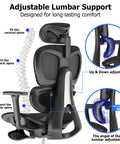 Ergonomic Office Chair With Footrest For Long Hours, Big And Tall Desk Chair With Adjustable Lumbar Support Details