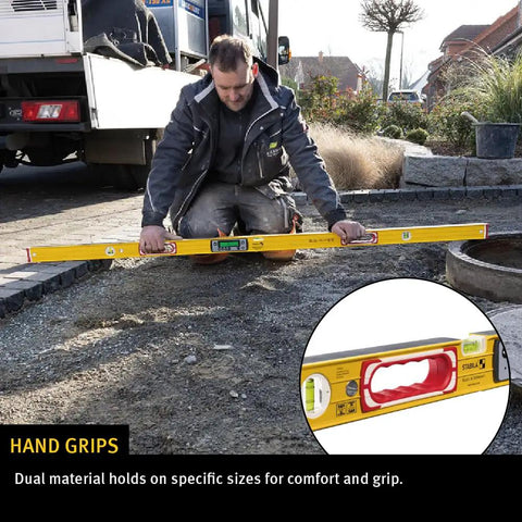 Heavy Duty Digital Spirit Level 9 Inch Torpedo Gauge With Dual Illuminated Lcd Displays IP67 Waterproof Dustproof Rugged Tool Built Tough For The Daily Construction Hustle And Dead Nuts Precision in use on construction site.