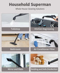 Handheld Steam Cleaner Mop With 50 Oz Tank Delivers 293 Degree Jet Hot Steam Pressure For Deep Cleaning Carpets Floors And Cars Powerful Heavy Duty Steamer Includes 21 Nozzles For Cracks And Tile Work Effortless Home Care Tool Turquoise Finish in use on various home surfaces.