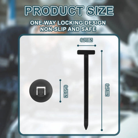 Heavy Duty Self-Locking Nylon Cable Tie Buckle Kit dimensions showing 3.54in length and 0.78in width
