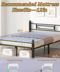 Top Shelf Black Metal Full Bed Frame With Headboard And Steel Slat Base Built Like A Tank For Solid Stability Plus Deep Under Bed Storage Making Zero Tool Setup A Real Breeze While Skipping Box Spring Keeps Your Bedroom Solid with recommended mattress size 8-12 inches.