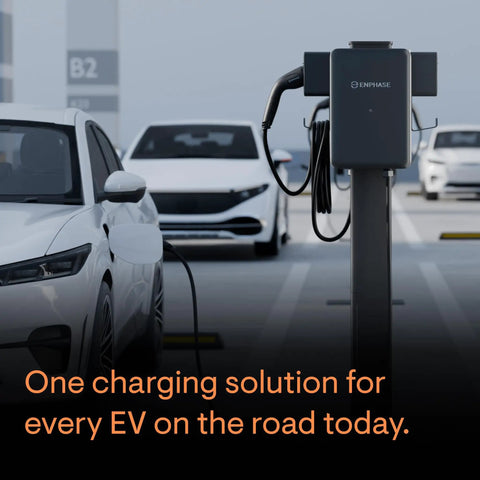 Commercial Level 2 EV Charger 80 Amp 22.1 Kw Hardwired Powerhouse with charging cable in parking lot setting.