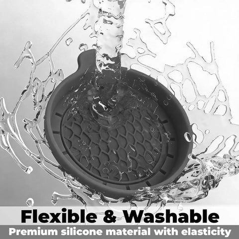 Two Pack Bling Car Cup Coasters Set For Women With Non Slip Silicone Inserts, water flowing over coaster to show washability