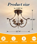Oil Rubbed Bronze Crystal Chandelier Vintage Semi Flush Mount 4 Light Small Metal Ceiling Fixture dimensions display