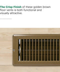 Heavy Duty Metal Floor Registers Vent Cover Set 4x10 Brown Pack Of 6 Made In USA Durable Steel Vents installed on wood floor