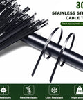 Heavy Duty Metal Zip Tie Gun Kit With 100 UV Resistant 11.8 Inch Stainless Steel Cable Ties for fastening on pipes