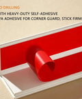 Self Adhesive Aluminum Corner Guard With 2.5D Chamfer Edge showing red heavy-duty adhesive strip