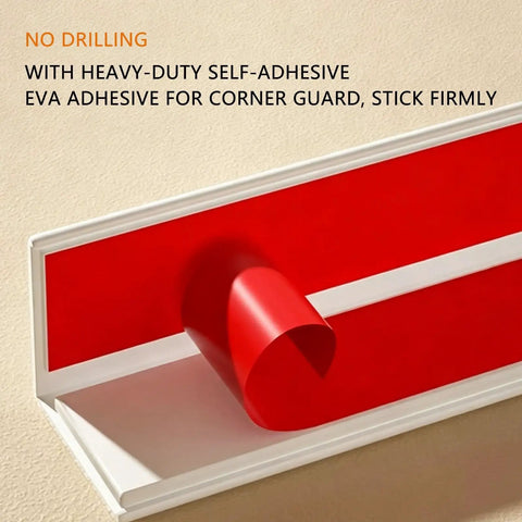 Self Adhesive Aluminum Corner Guard With 2.5D Chamfer Edge showing red heavy-duty adhesive strip
