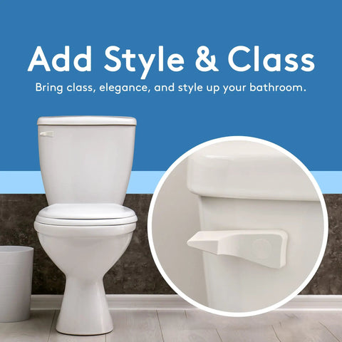 Toilet Handle Replacement With Front Mount Flush Lever In White on a toilet with sleek design, easy install for American Standard Models