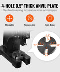 Beefy 0.5 Ton Manual Arbor Press with 4-hole 0.5 inch thick anvil plate for desktop stamping and bending shown in image.