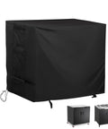 Pro Grade Heavy Duty All Weather Outdoor Island Table Cover For Feasto Grill Cart With Storage Cabinet, black fabric visible
