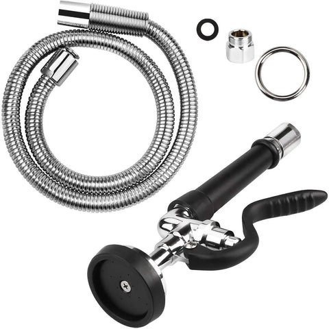 Pre Rinse Hose With Spray Valve 44 Inch Flexible Stainless Steel Hose And Sprayer Nozzle Head Replacement Kit For Commercial Kitchen Sink Faucets Pro Grade Includes Brass Adapter To Connect Swivel Spout displayed
