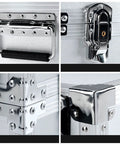 Close-up of heavy-duty aluminum alloy details on Rolling Tool Box With Telescopic Handle And Wheels Heavy Duty Tool Storage Organizer