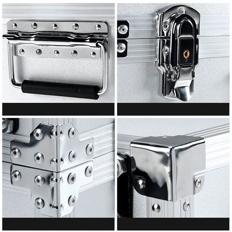 Close-up of heavy-duty aluminum alloy details on Rolling Tool Box With Telescopic Handle And Wheels Heavy Duty Tool Storage Organizer