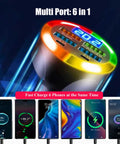 Heavy Duty USB C Car Charger Adapter With Built In Volt Meter And Voltage Display Dang Fast Charging Hub for 6 devices
