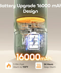 Close-up of Hit The Road Ready Bottle Warmer For Quick Breast Milk And Formula Heat On The Fly Fastcharge 16000mAh battery design.