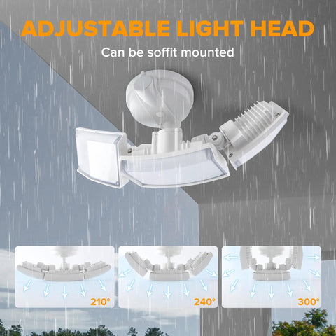 Heavy Duty 75W LED Outdoor Flood Light With Switch Control And Three Adjustable Heads Ditches Dim Bulbs For A Badass 8000 Lumen Glow 5000k Daylight On Garage Yard Or Patio IP65 Waterproof Build In White