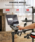 Person using control module of Electronic Drum Set With Bluetooth And Melodics Lessons, 450 Sounds, USB MIDI, in a home setting.