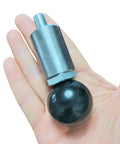 Hand holding Heavy Duty Steel Spring Loaded Ball Handle Pull Pin For Quick Change And Adjustable Height In Racking Systems.