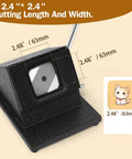 Heavy Duty 2.48 Inch Square Paper Punch Die Cutter for Paper and Photos, showing 63mm cutting dimensions and example cutout