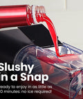 Straight Up Slushie Machine With Zero Ice Required, 48 Oz Frozen Drink Maker pouring drink into clear bowl.