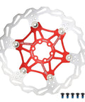 Floating Bike Brake Disc Rotor For MTB Road BMX 160mm with stainless steel outer, red 7075 aluminum inner and six bolts