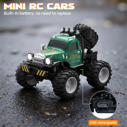 Mini 1 64 Scale RC Truck With Detachable Trailer 2.4GHz Remote Control Rechargeable Battery Realistic Front Lights