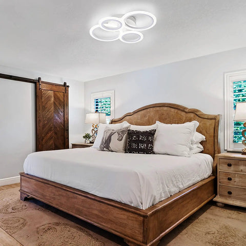 Dope Four Ring LED Ceiling Light Modern Flush Mount White Fixture 4000K Daylight Glow For Kitchen Bedroom Living Room And Laundry Room Sleek Minimalist Design With Effortless Install