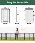 Beefy Iron No Dig Garden Fence System With 16 Panels Spanning 34 Point 7 Feet And 40 Inch High Includes 2 Gates Anti Dig Gravity Lock Indoor Outdoor Dog Fence For Yard RV Camping Black