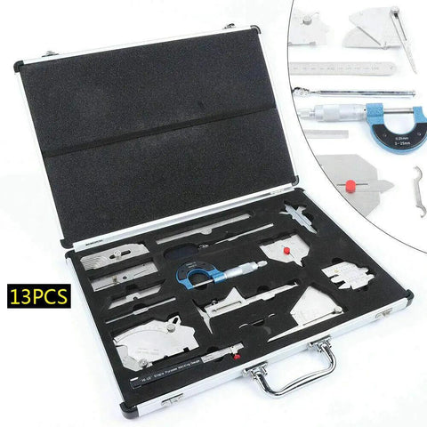 13 Piece Welding Gauge Tool Kit With Carry Case Includes 0 To 150mm Ruler Fillet Welding Gauge Micrometer And Inspection Mirror