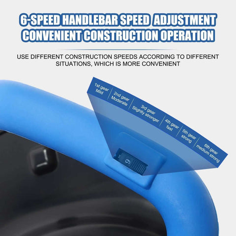 Close-up of the 6-speed adjustment handle on the Powerful 1680W Electric Concrete Polishing Machine With Extension Rod and 90 Degree Trowel Head Three Handle Design 1 to 6 Adjustable Speed Wall Smoothing Machine for Industrial Construction Sites Blue.