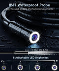 Endoscope Borescope Camera With Light 4.3 Inch HD Handheld Waterproof Sewer Inspection Tool 8 LED Lights 32.8 Ft SemiRigid Cable