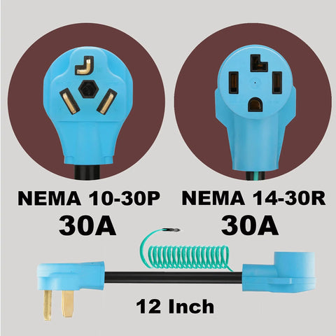4 Prong To 3 Prong Dryer Adapter Cord For 220V 30 Amp Outlets Converts Newer 4 Wire Dryer Plug To Old School 3 Wire Socket NEMA 10 30P