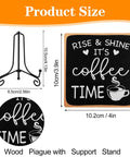 Wooden Coffee Sign Rise And Shine Its Coffee Time Decor Funny Bar Accessory Farmhouse Cozy Wood Plaque With Stand dimensions