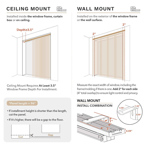 Installation instructions for 99.99 Percent Blackout Vertical Blinds With Extendable Track, Privacy Curtain Panels, Denim Stitch Fabric.