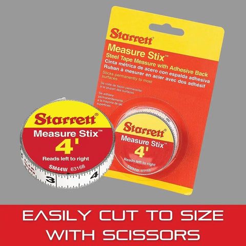 Tape Measure Stix With Adhesive Backing For Quick On Bench Mounts On Saw Tables And Drafting Tables One Half Inch By Four Feet With Left Right Reading English Metric Sm44W in packaging.