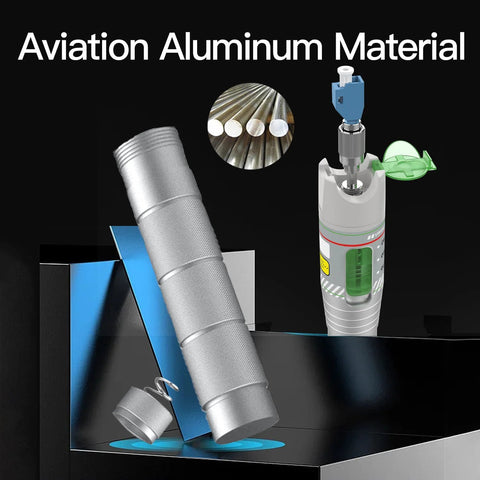 Two fiber optic visual fault locator pens, aviation aluminum body, FC/ST/SC/LC interface compatible