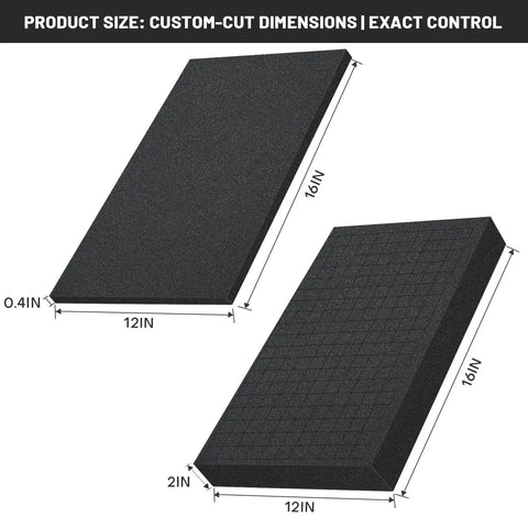 Dual Thickness Foam Insert Kit For Tool Drawers And Game Cases And Collectible Displays, 4 Piece Set With Two 16x12x2 Inch Foam Sheets