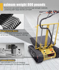 Ultra Heavy Duty Electric Stair Climbing Dolly With 880 Lb Capacity And 360 Degree Turn Swivel showing 850W motor and tracks.