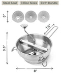 Ergonomic Hand Crank Food Mill with 3 stainless steel discs, 8-inch diameter, for tomato sauce, applesauce, baby food, and canning.