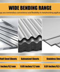 Wide bending range for 12 Inch Sheet Metal Folding Tool With Dual Depth Gauges One Inch And Three Eighths Inch Depth For HVAC Roofing