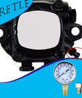 oil burner pressure gauge 0-200 PSI with chrome bezel and nozzle adapter, fits Beckett, Suntec, Webster, Danfoss pumps