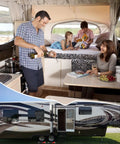Family enjoying time together in an RV with RV Leveling Blocks 2 Pack With Ramp Kit for Camper and Travel Trailer installed.