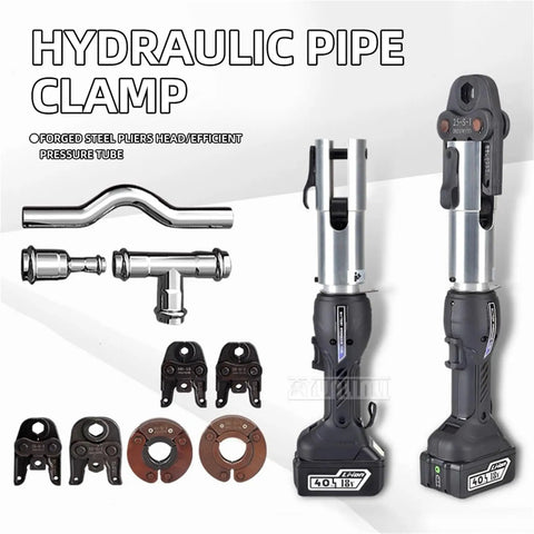 Heavy Duty Electric Hydraulic Crimper For Water Pipes Cordless Stainless Steel Ring Press Tool With 15-50mm Mold Set and attachments.