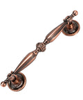 Five Pack Bronze Vintage Cabinet Handles With Antique Copper Finish, detailed view of Euro Style Dresser Hardware, 6.5 inch length