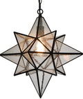 Dope Moravian Star Pendant Light With Clear Glass Shade In Black Finish 16 Inch Height Adjustable Pendant Fixture For Kitchen Island